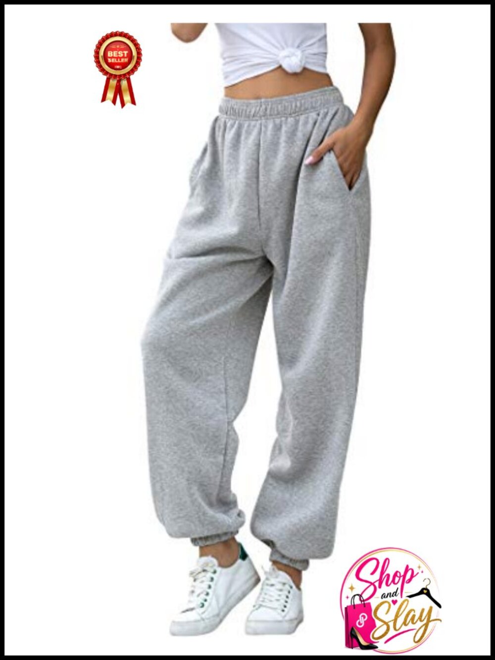 High Waisted Fleece Cotton Baggy Sweatpants Jogger Lounge Pants